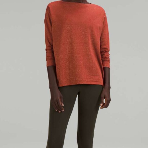 (6987) Lululemon Back In Action Long Sleeve in RED *SPARKLE **RARE Sz4 - Picture 3 of 8